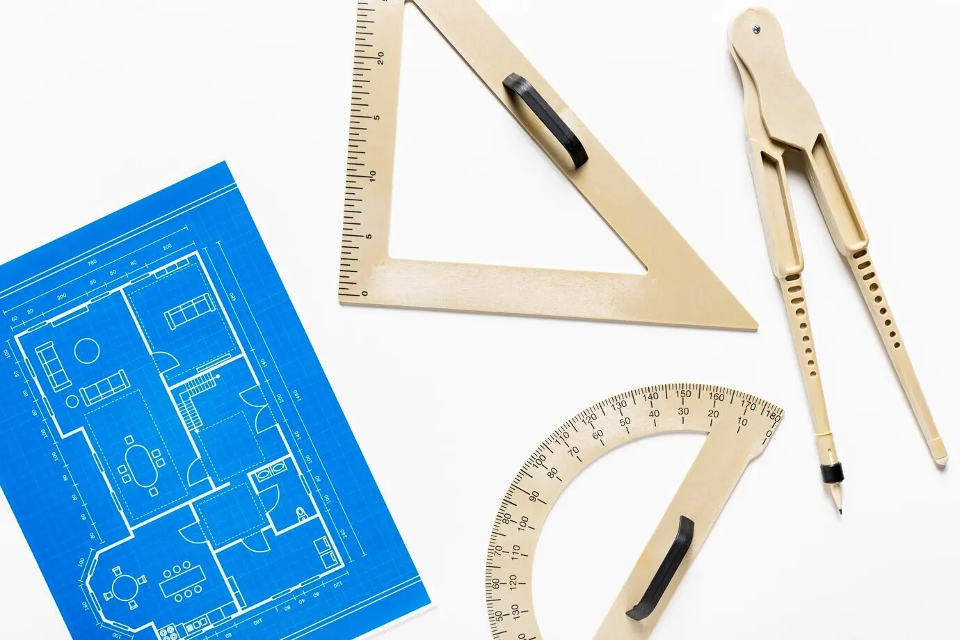 Architektonisches Projekt vor weißem Hintergrund